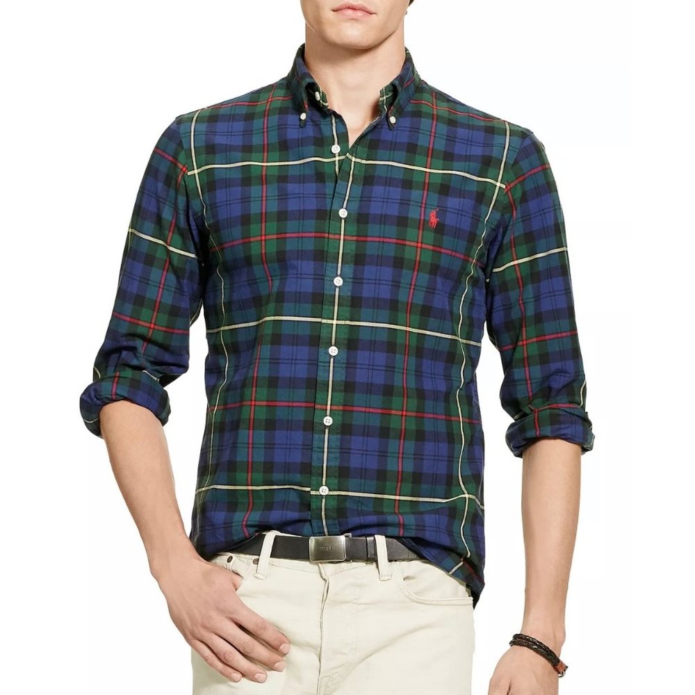 Polo Ralph Lauren Plaid Oxford Classic Fit Button-Down Shirt sz XL
